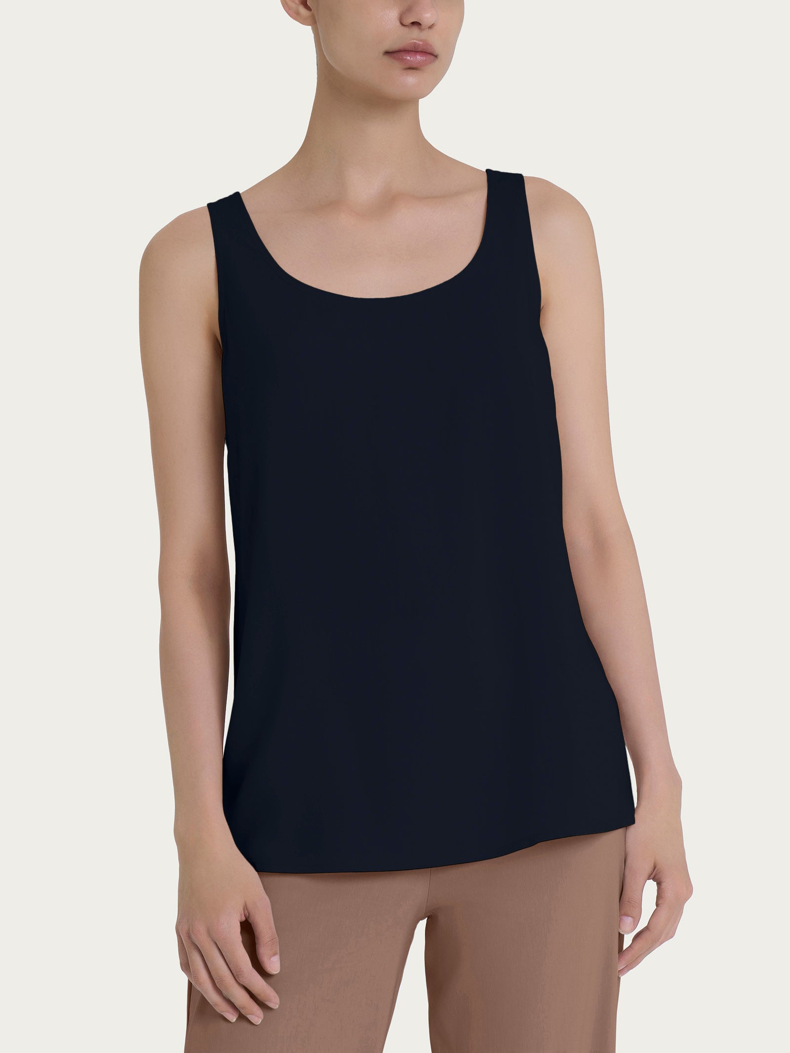 Top smanicato in Ecoseta Blu Donna - Ragno