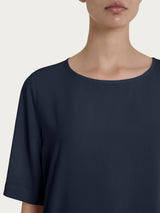 Blusa a manica corta in Ecoseta Blu Donna - Ragno