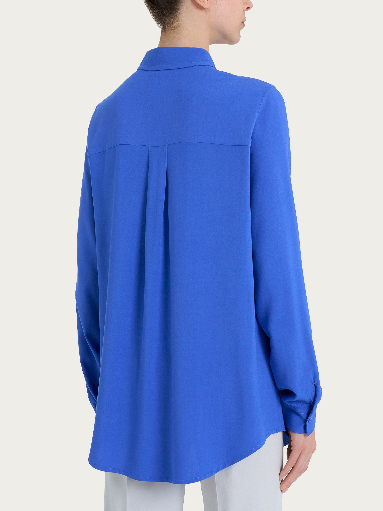 Camicia a manica lunga in Ecoseta Blu Donna - Ragno