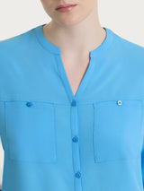 Camicia con collo alla coreana in EcoSeta Azzurri Donna - Ragno