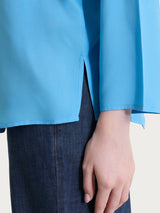 Camicia con collo alla coreana in EcoSeta Azzurri Donna - Ragno
