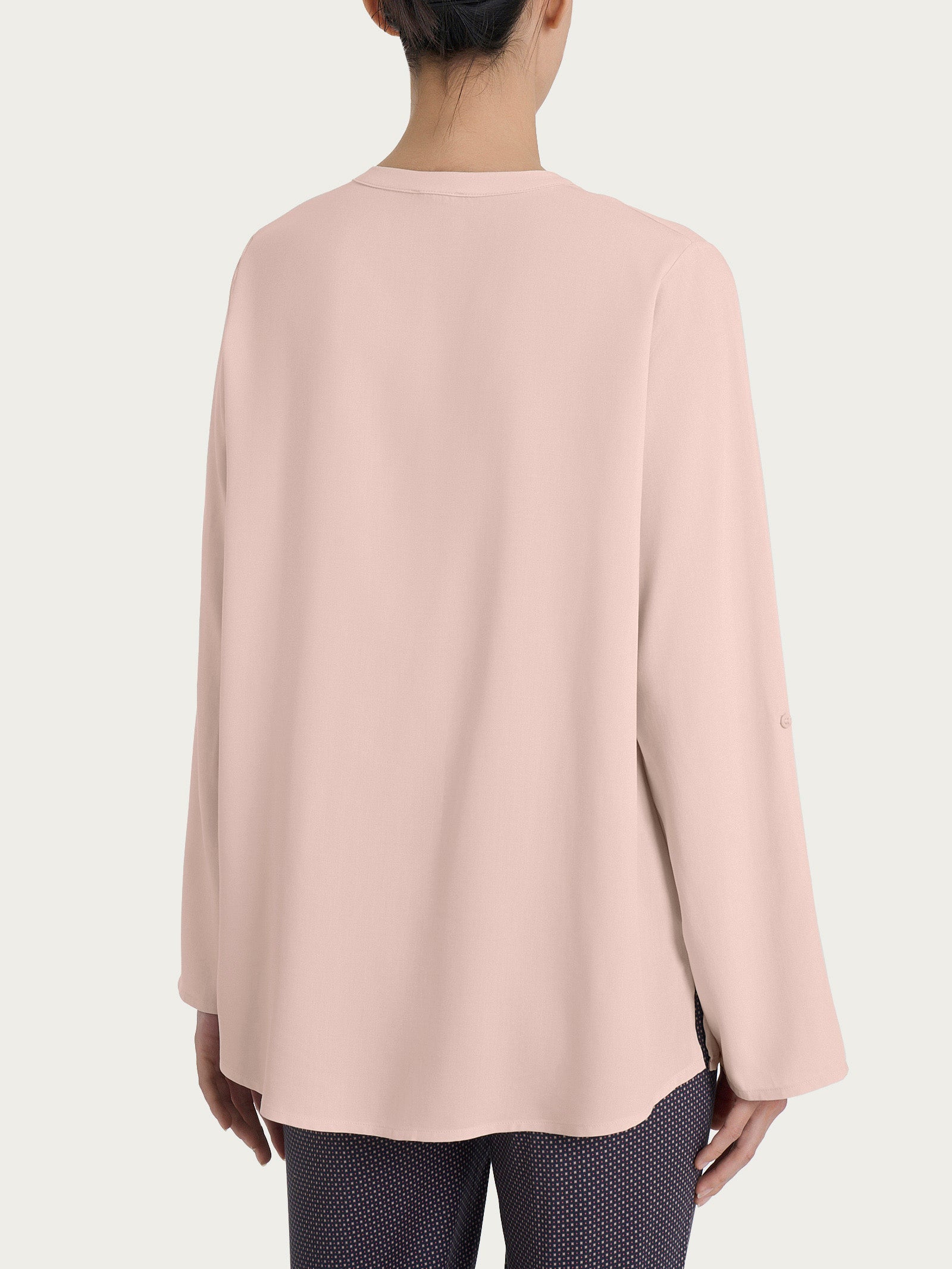 Camicia con collo alla coreana in EcoSeta Rosa Donna - Ragno