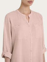 Camicia con collo alla coreana in EcoSeta Rosa Donna - Ragno