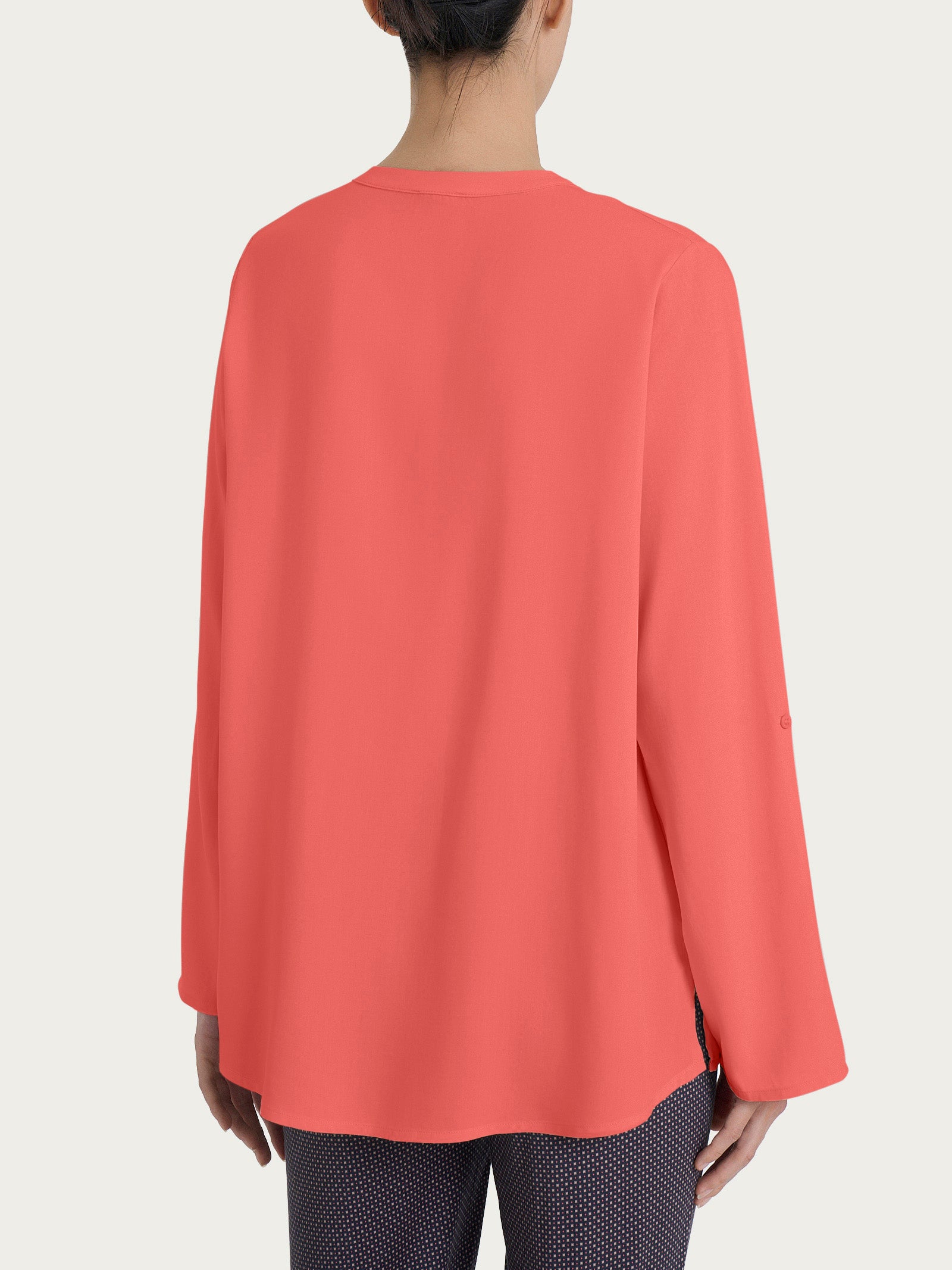 Camicia con collo alla coreana in EcoSeta Rosa Donna - Ragno