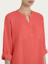 Camicia con collo alla coreana in EcoSeta Rosa Donna - Ragno