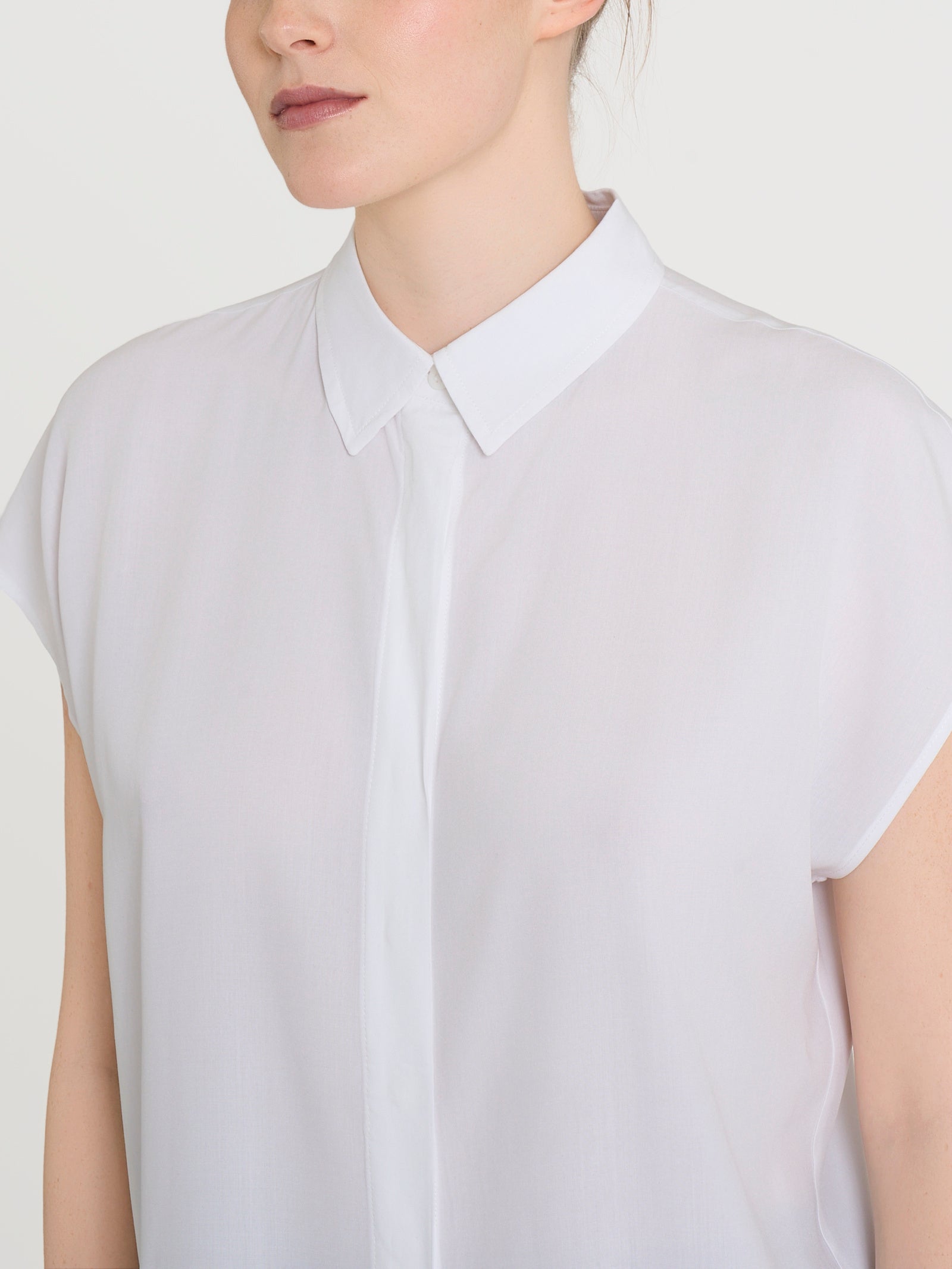 Kimono Short Sleeve Shirt in Ecoseta White – Ragno
