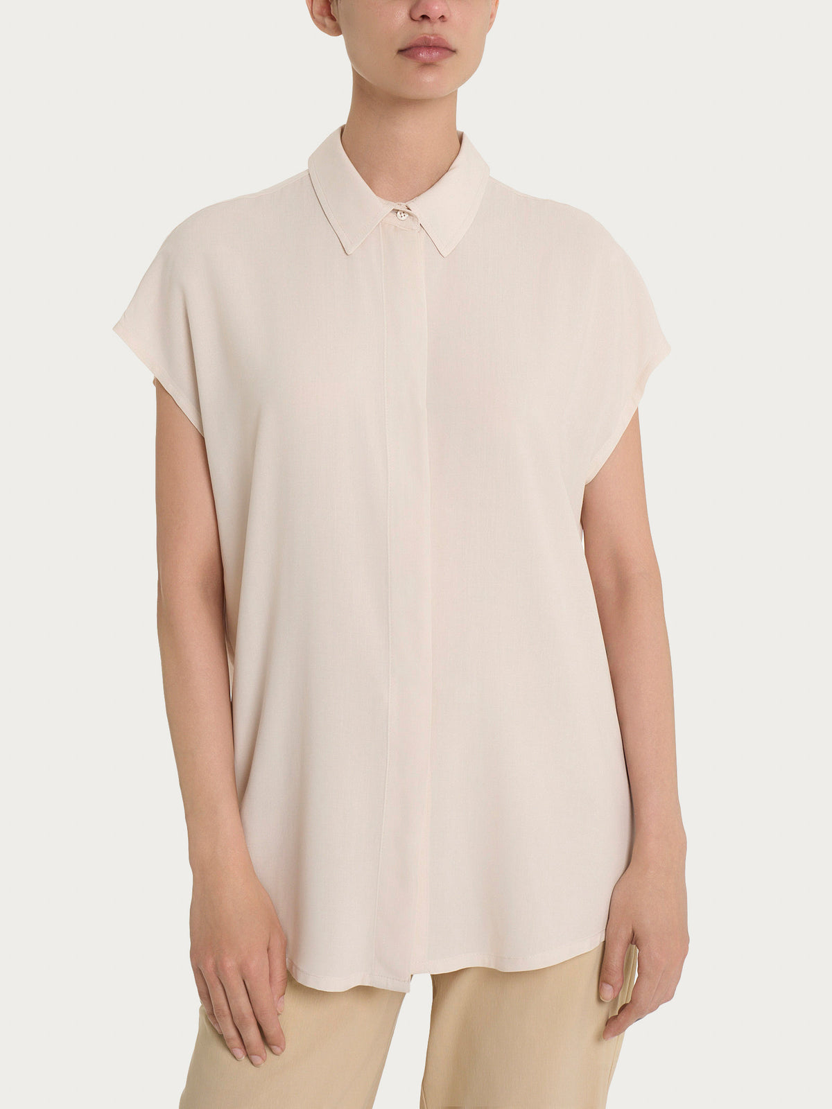Camicia con manica corta a kimono in Voile di Viscosa Satin Bianchi Donna - Ragno