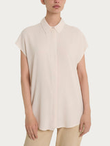 Camicia con manica corta a kimono in Voile di Viscosa Satin Bianchi Donna - Ragno