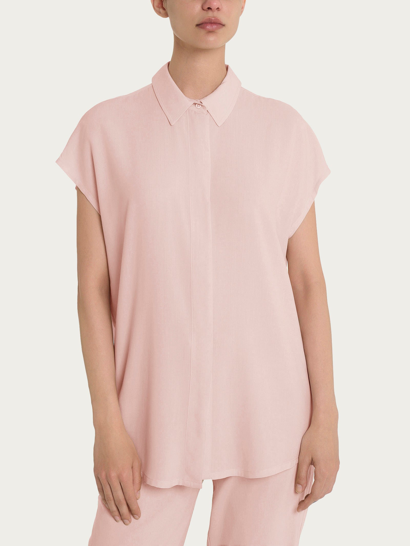 Camicia con manica corta a kimono in Ecoseta Rosa Donna - Ragno