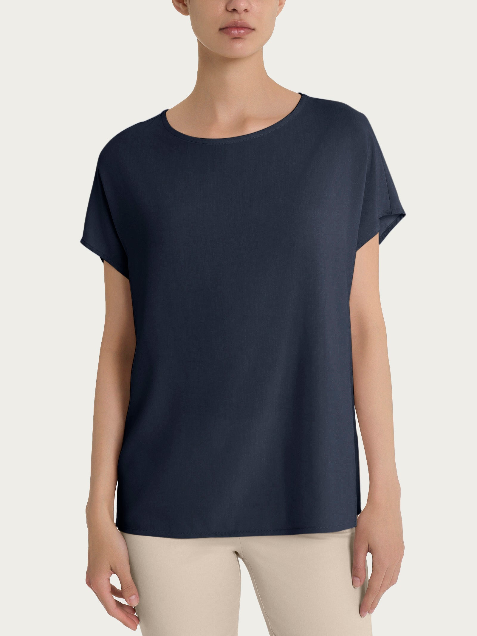 Blusa con manica Kimono in Ecoseta Blu Donna - Ragno