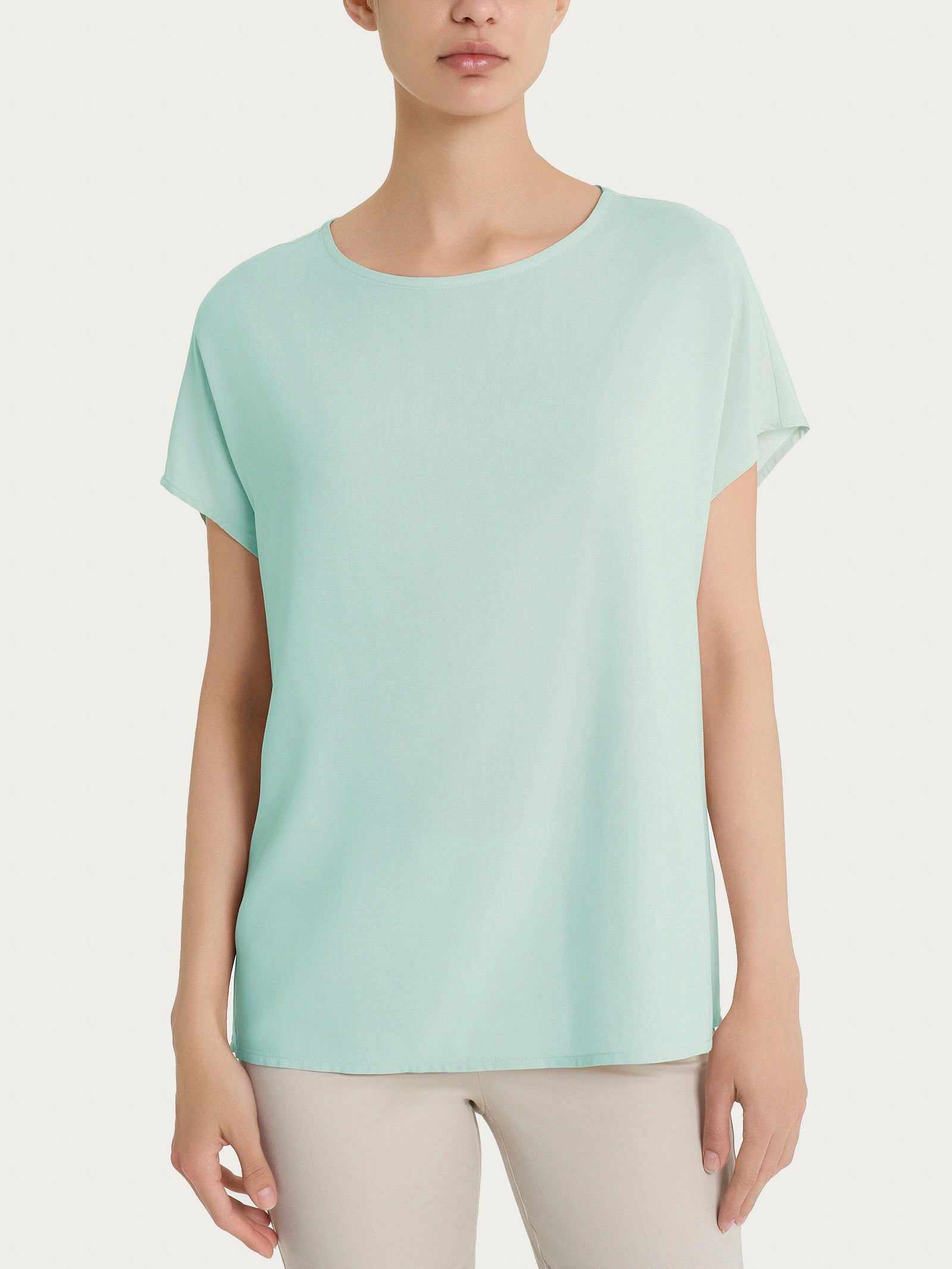 Blusa con manica Kimono in Ecoseta Verdi Donna - Ragno