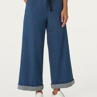 Jeans ampio alla caviglia con tasche in Super Light Denim Viola Donna - Ragno