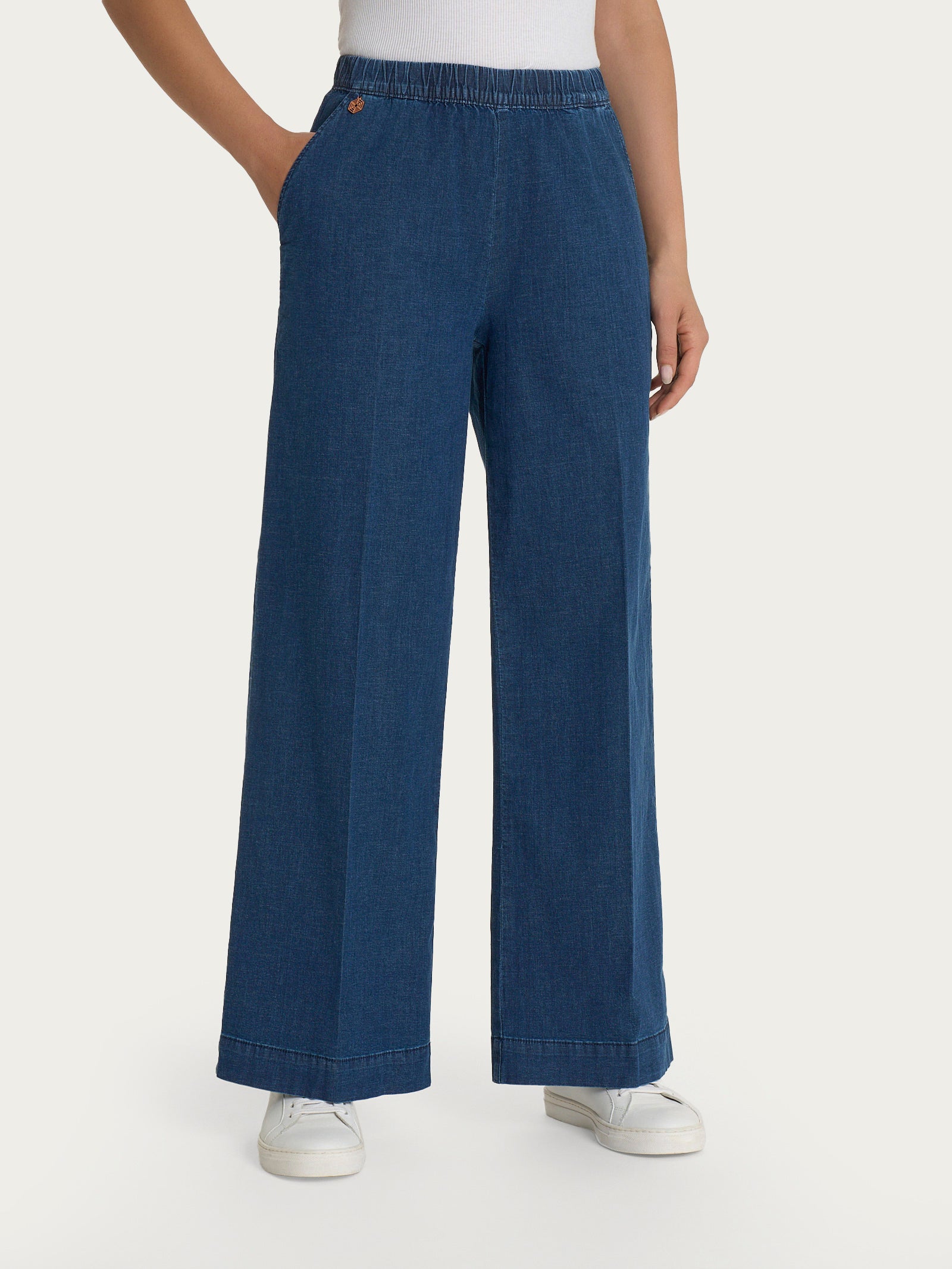 Jeans ampio alla caviglia con tasche in Super Light Denim Viola Donna - Ragno