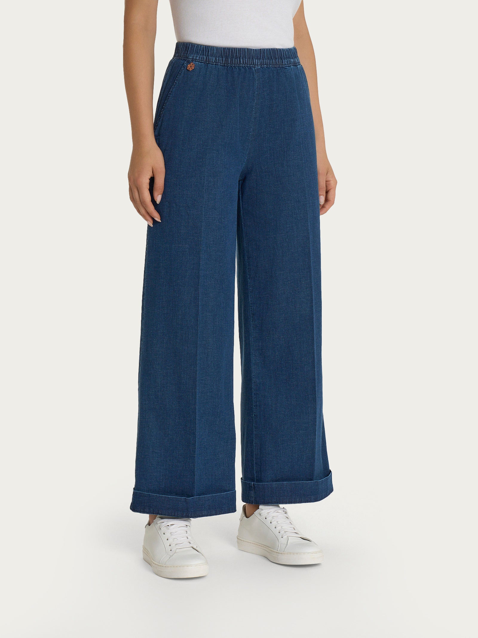 Jeans ampio alla caviglia con tasche in Super Light Denim Viola Donna - Ragno