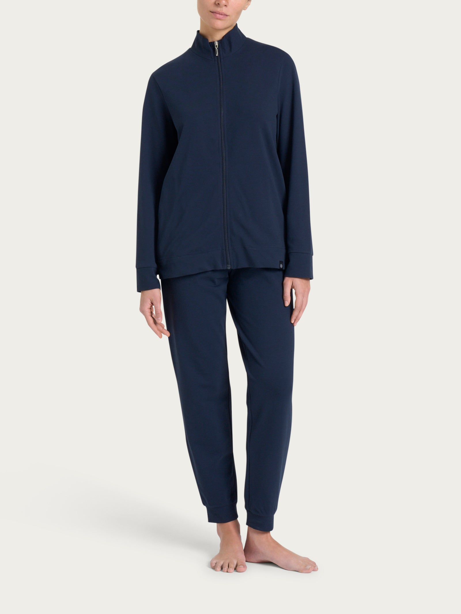 Pigiama a tuta in Eco Cotton Piquet Stretch Blu Donna - Ragno