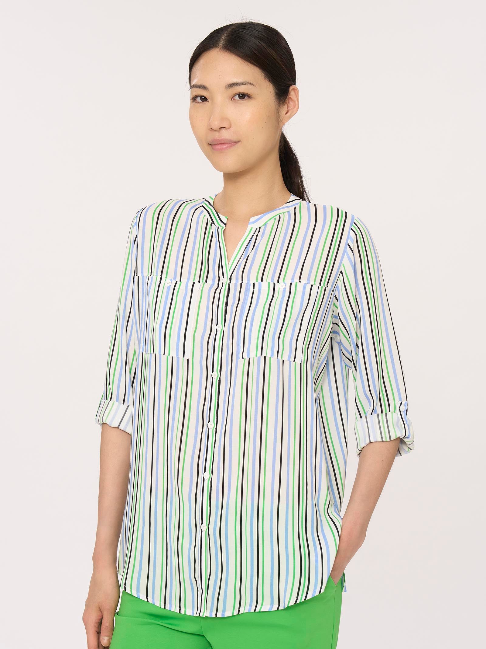 Camicia con collo coreano in Ecoseta -  - Ragno