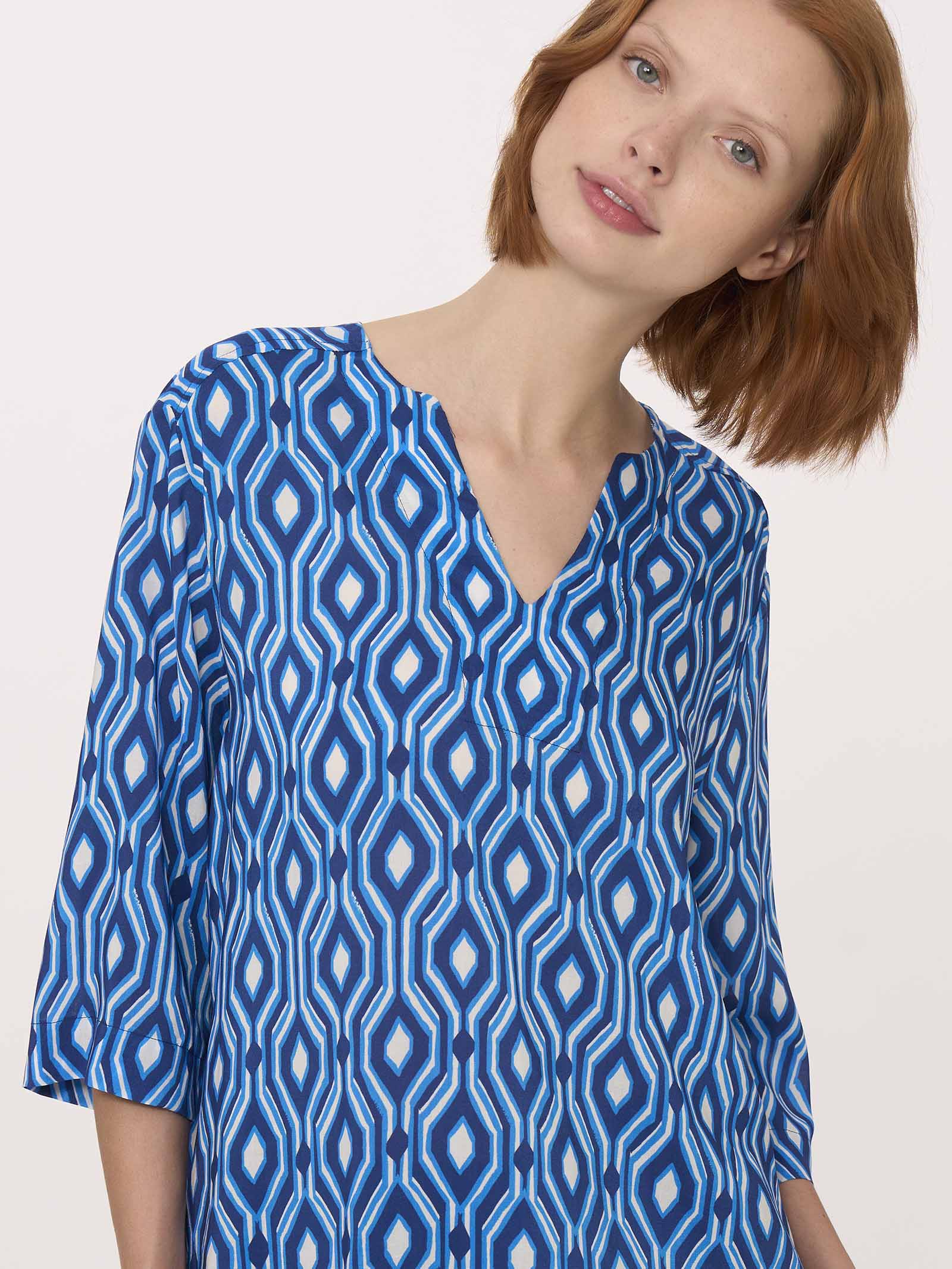 Blusa con scollo a V in Ecoseta -  - Ragno