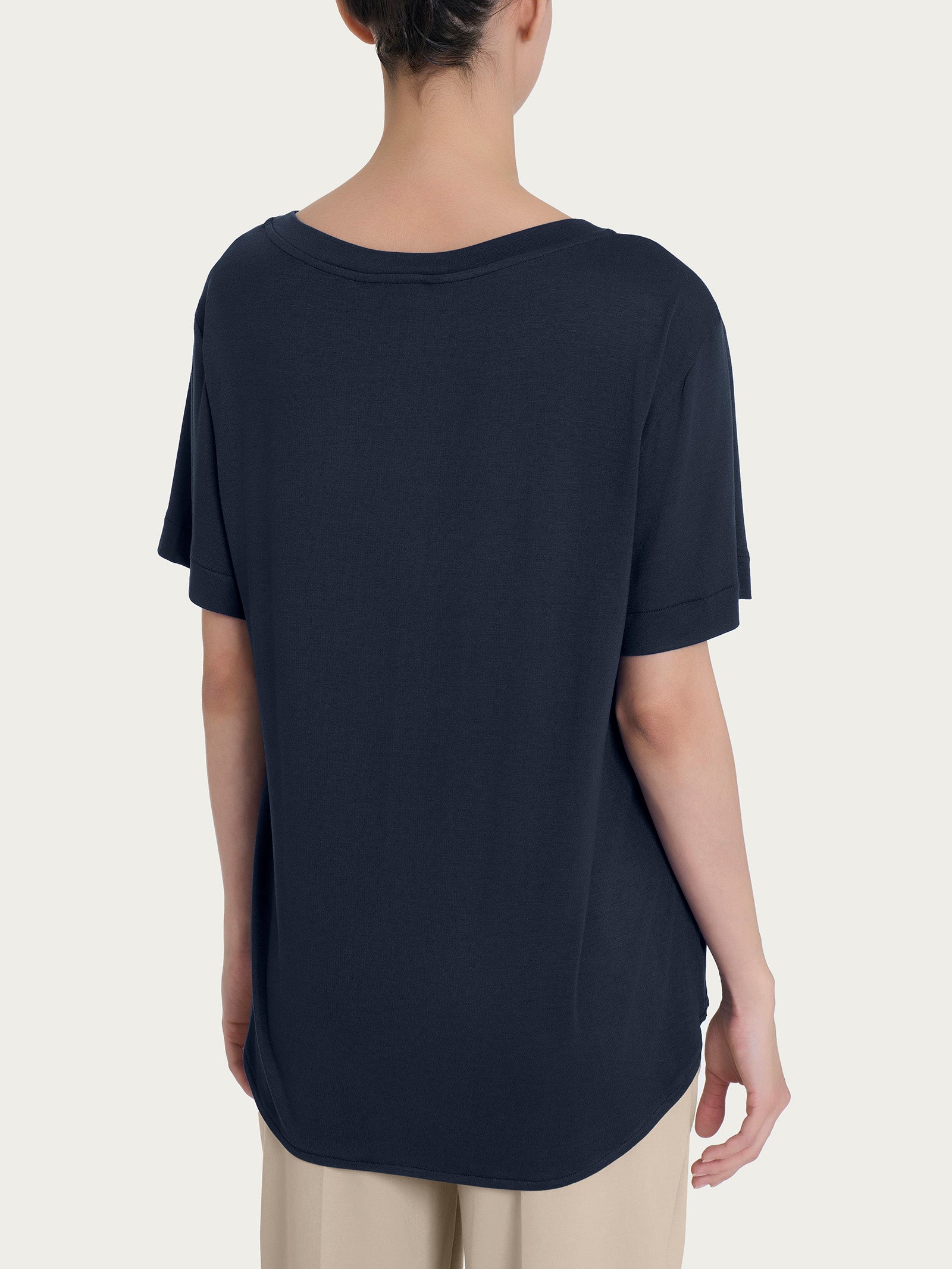 Maglietta con scollo a barchetta in Misto Viscosa Blu Donna - Ragno
