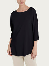 Maglietta con manica 3/4 kimono in Misto Viscosa Neri Donna - Ragno