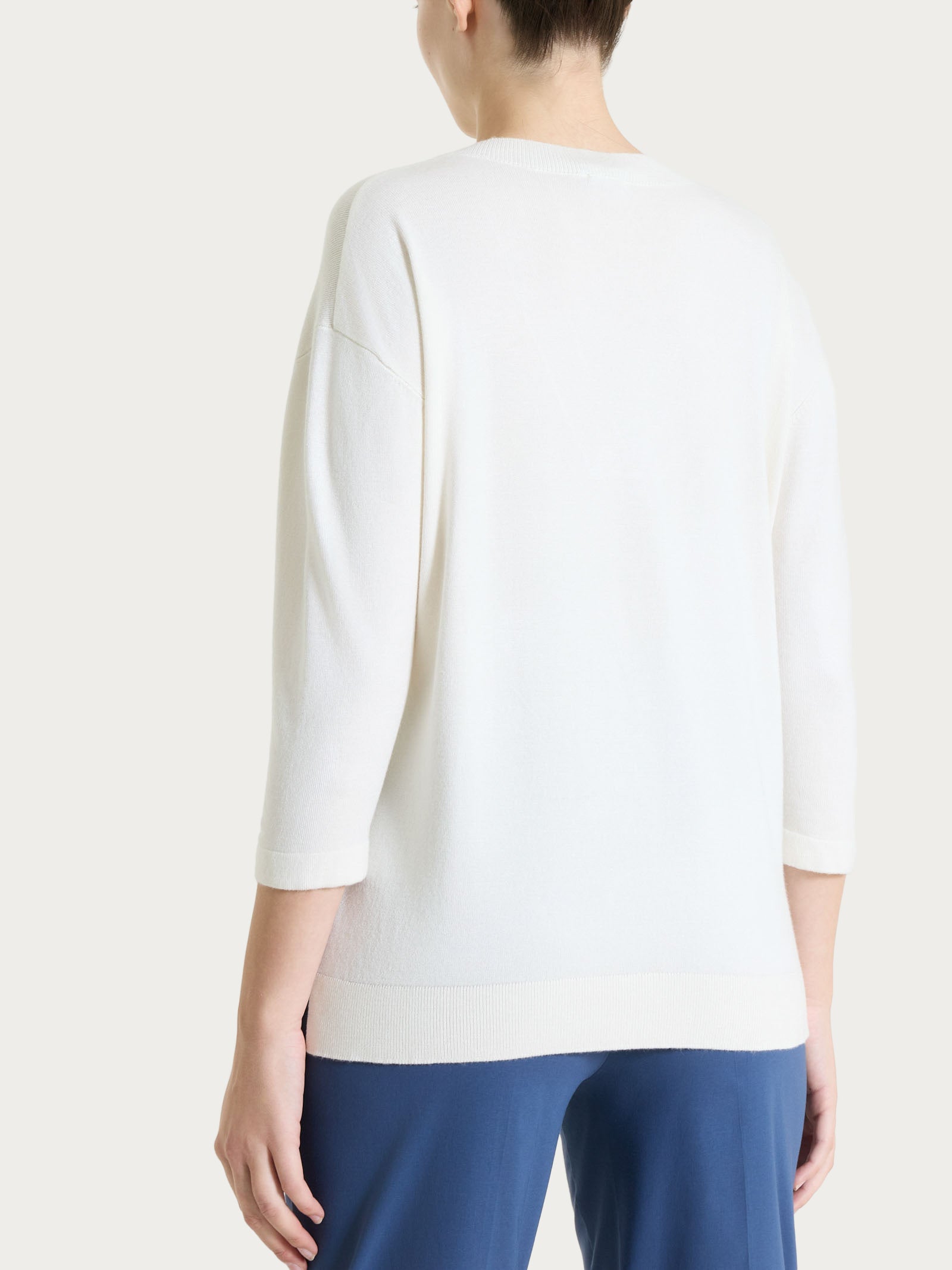 Maglia con scollo a V e con manica 3/4 in Summertime Bianchi Donna - Ragno