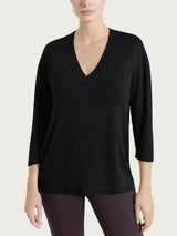 Maglia con scollo a V e con manica 3/4 in Summertime Neri Donna - Ragno