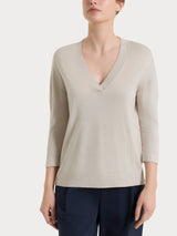 Summertime Bianco Damen Pullover mit V-Ausschnitt und 3/4 Ärmeln - Ragno