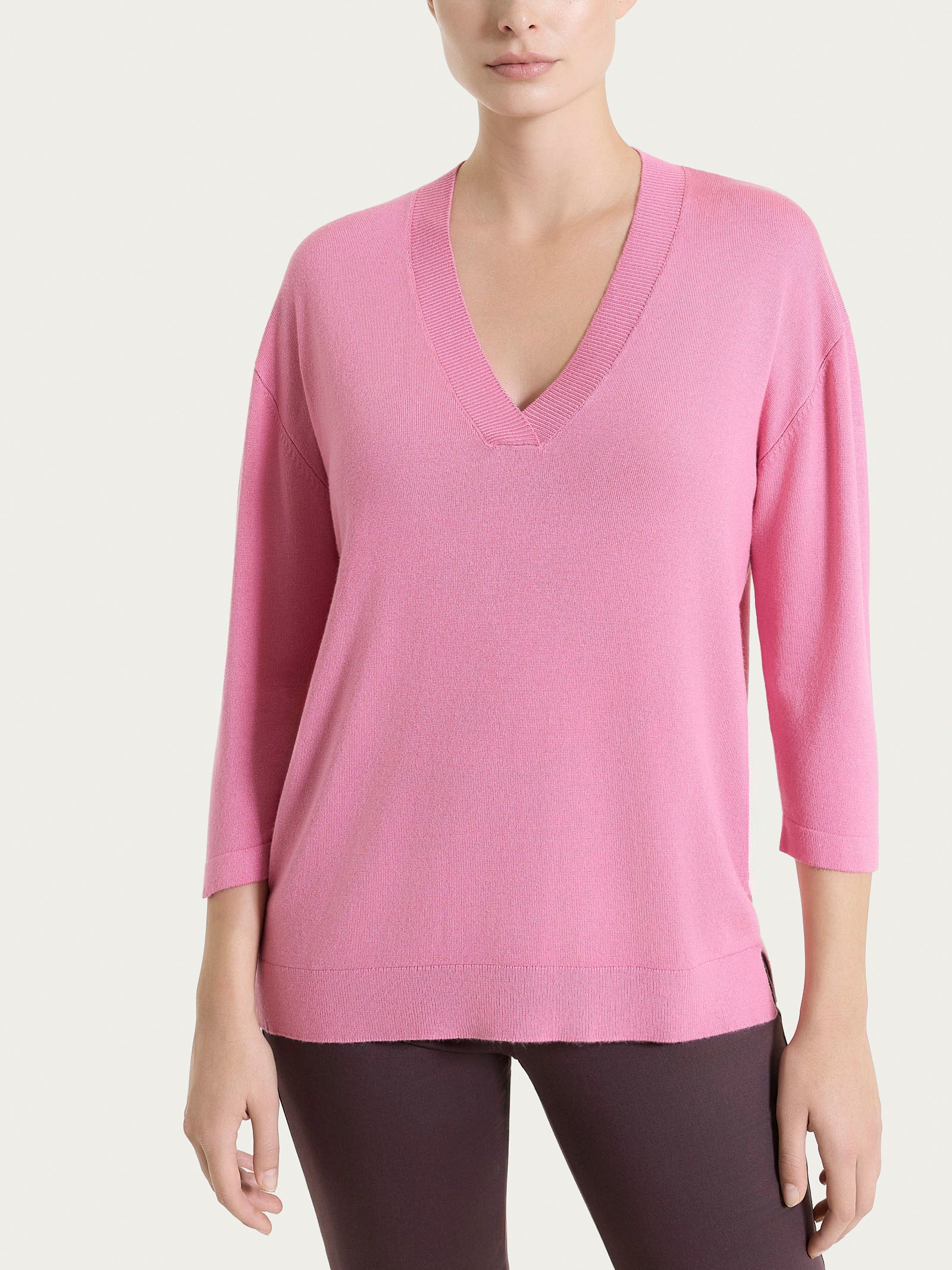 Maglia con scollo a V e con manica 3/4 in Summertime Rosa Donna - Ragno