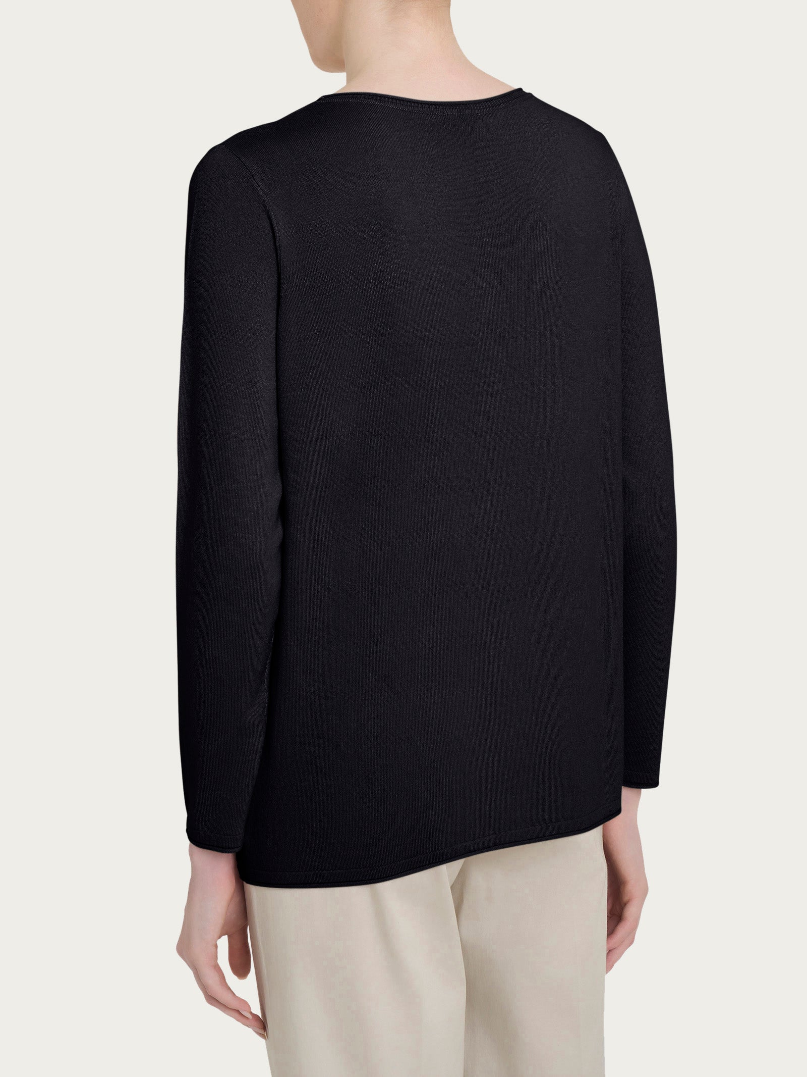 Maglia girocollo con manica lunga in Summertime Neri Donna - Ragno