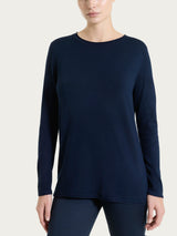 Maglia girocollo con manica lunga in Summertime Blu Donna - Ragno