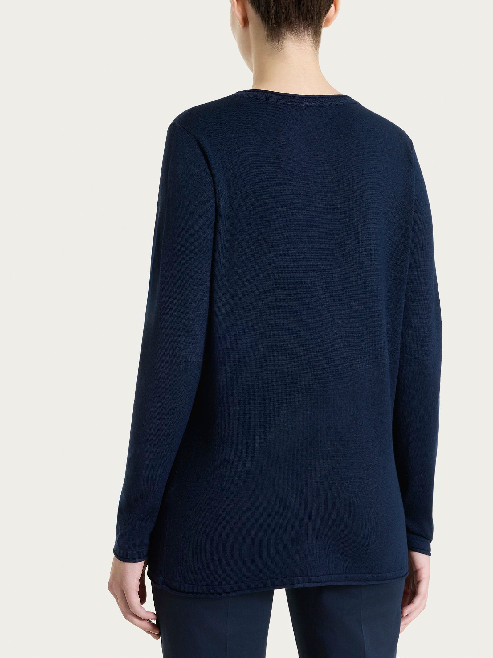 Maglia girocollo con manica lunga in Summertime Blu Donna - Ragno