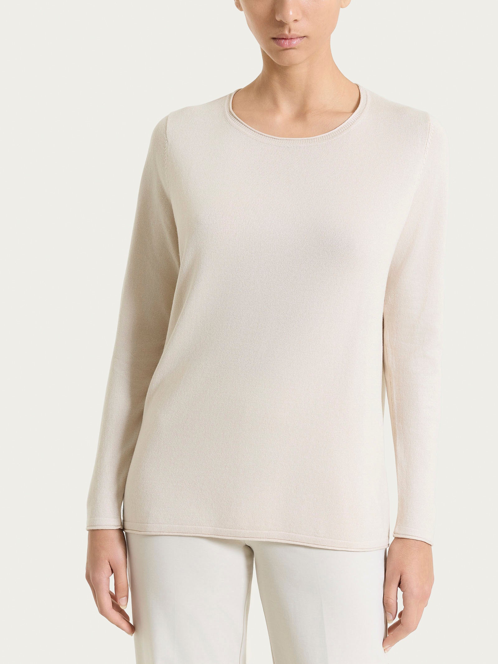 Maglia girocollo con manica lunga in Summertime Bianchi Donna - Ragno