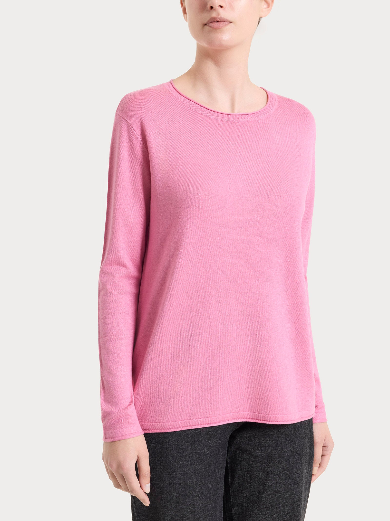 Maglia girocollo con manica lunga in Summertime Rosa Donna - Ragno