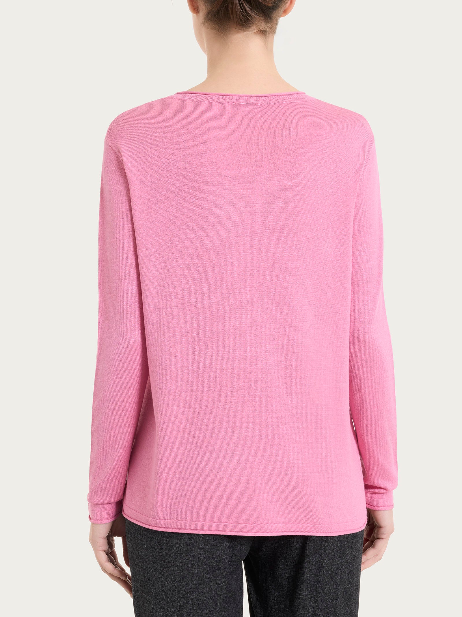 Maglia girocollo con manica lunga in Summertime Rosa Donna - Ragno