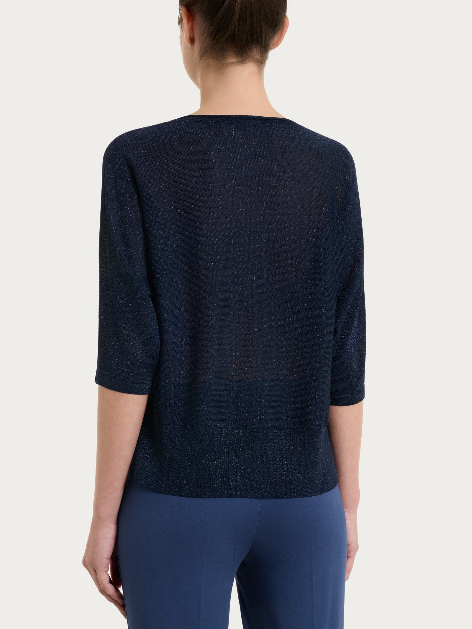 Maglia con manica a pipistrello in Crêpe Lurex Blu Donna - Ragno