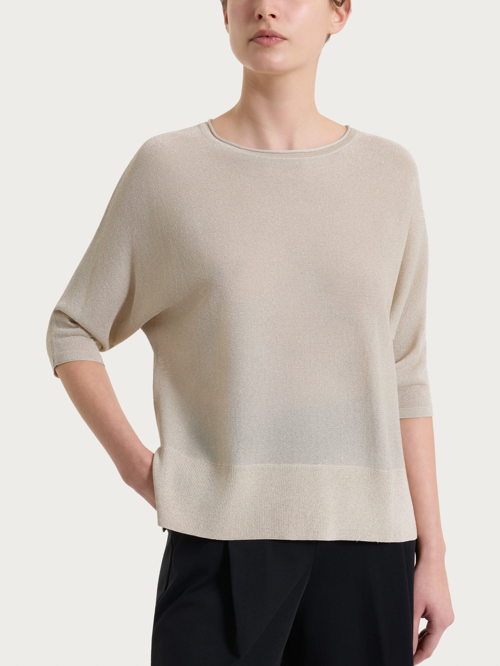 Maglia con manica a pipistrello in Crêpe Lurex Bianchi Donna - Ragno