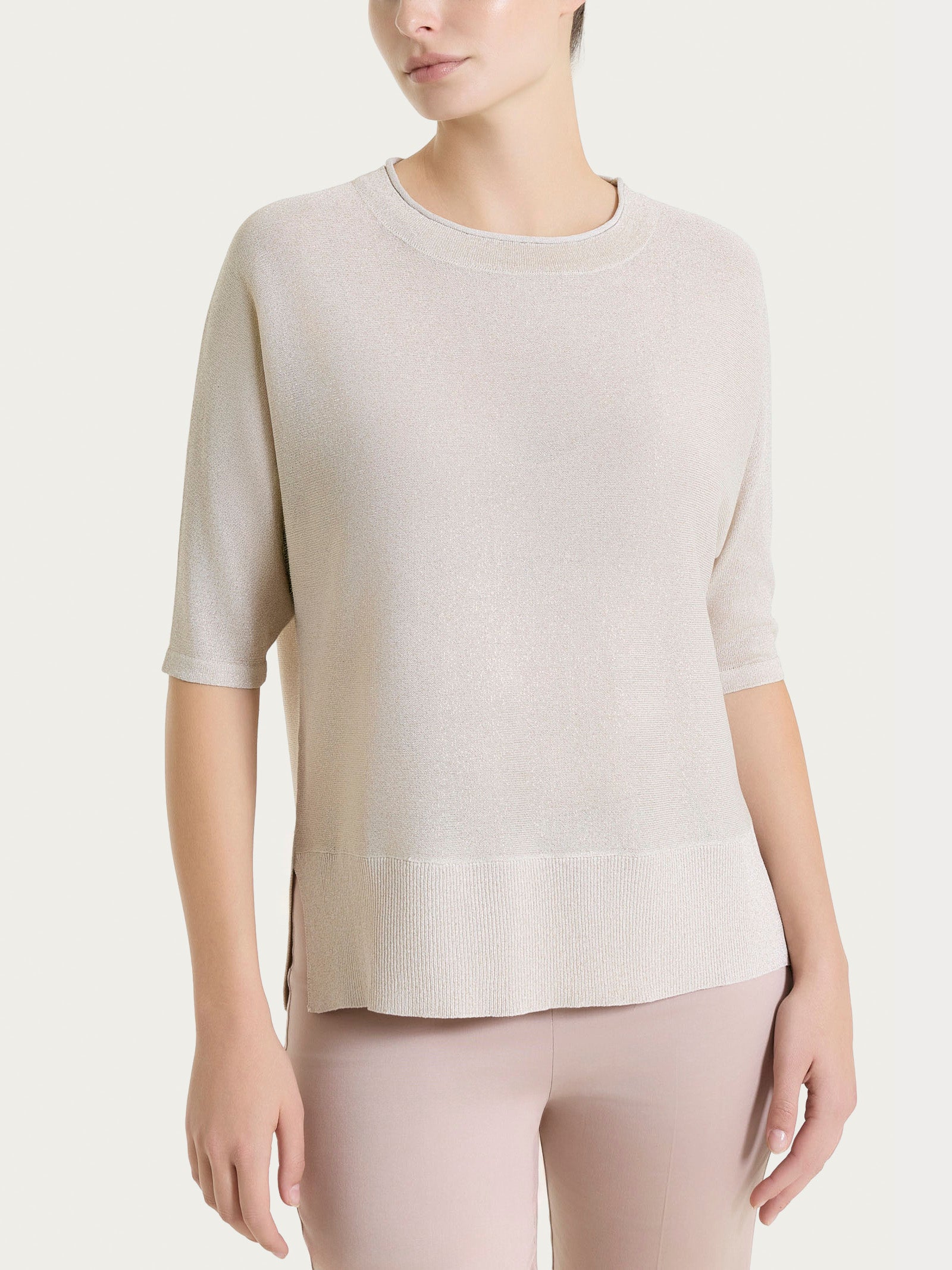 Maglia con manica a pipistrello in Crêpe Lurex Viola Donna - Ragno