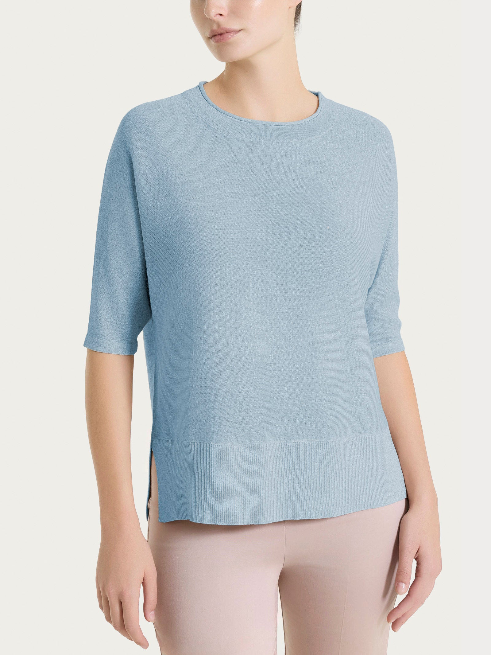 Maglia con manica a pipistrello in Crêpe Lurex Azzurri Donna - Ragno