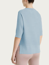 Maglia con manica a pipistrello in Crêpe Lurex Azzurri Donna - Ragno