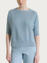 Maglia con manica a pipistrello in Crêpe Lurex Azzurri Donna - Ragno