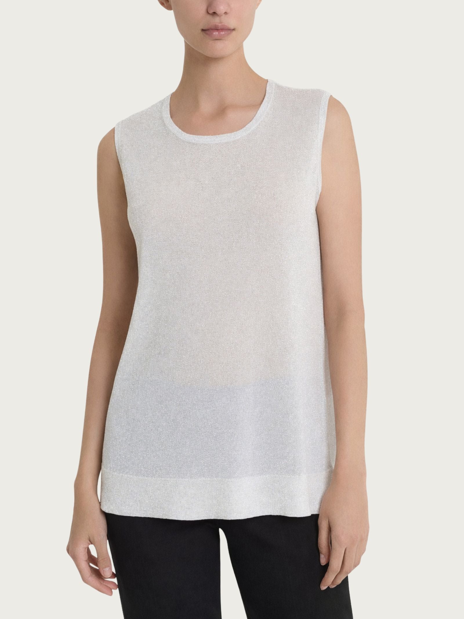 Maglia smanicata in Crêpe Lurex Bianchi Donna - Ragno