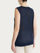 Maglia smanicata in Crêpe Lurex Blu Donna - Ragno