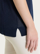 Maglia smanicata in Crêpe Lurex Blu Donna - Ragno