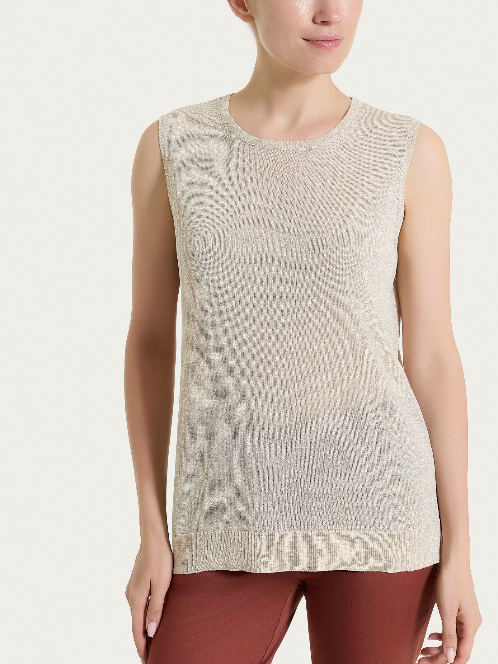 Maglia smanicata in Crêpe Lurex Bianchi Donna - Ragno