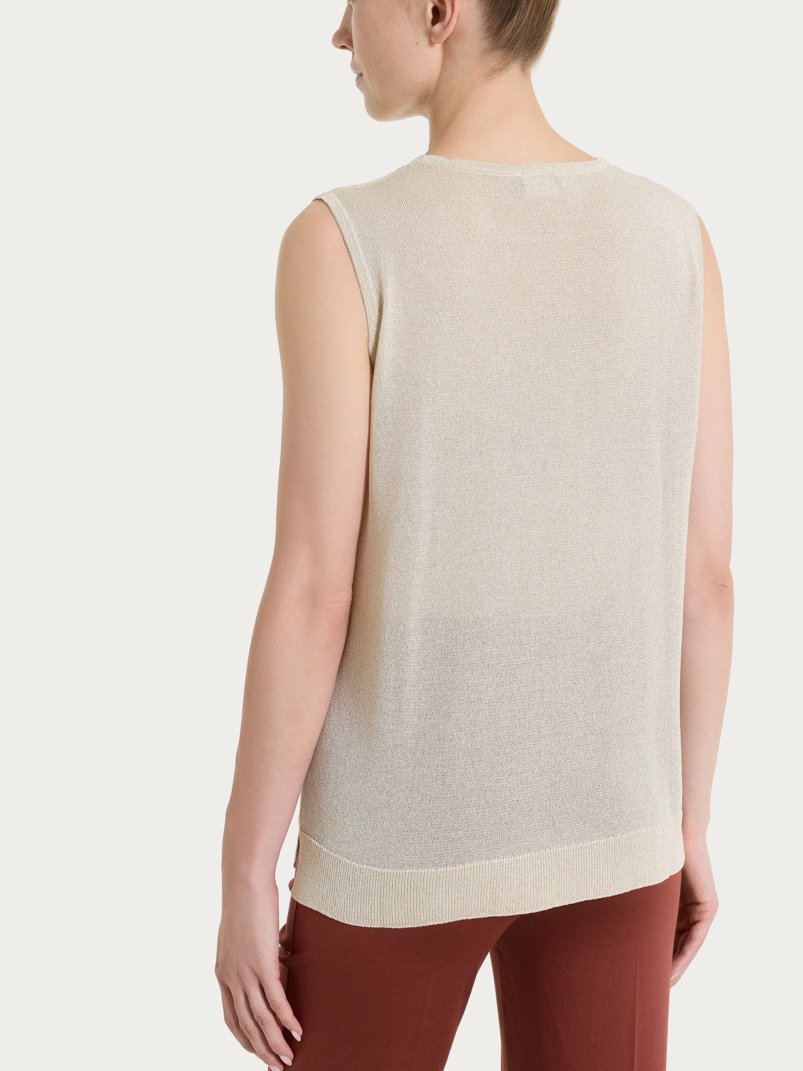 Maglia smanicata in Crêpe Lurex Bianchi Donna - Ragno