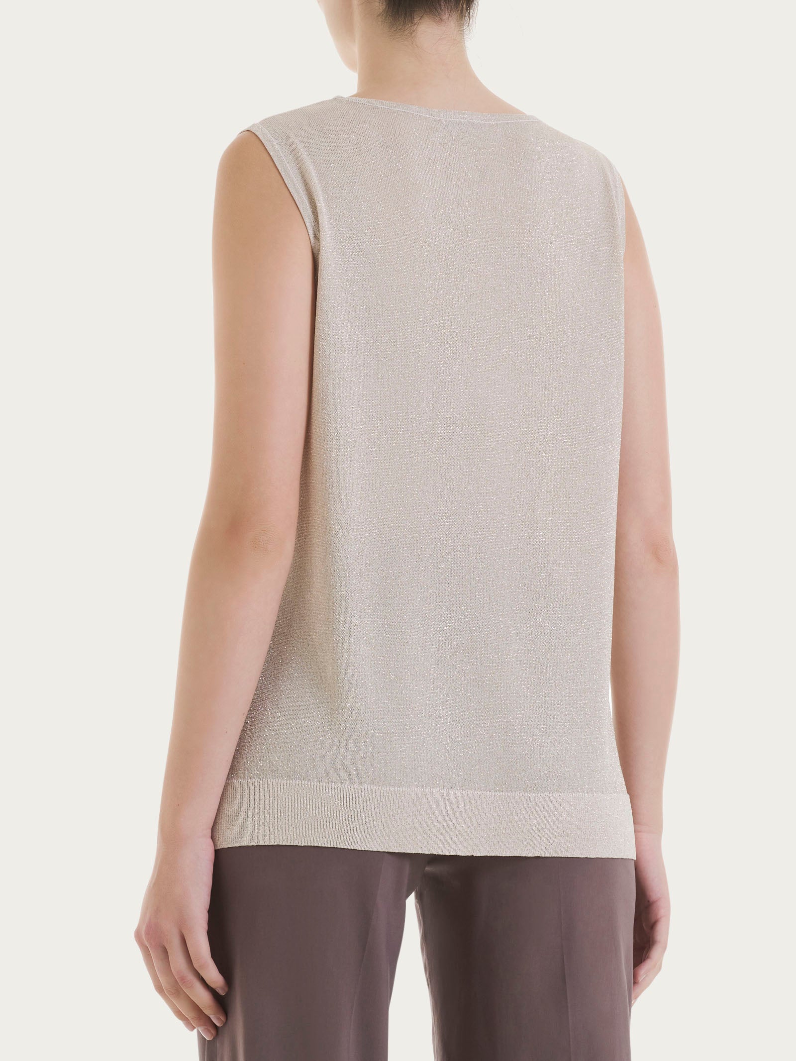 Maglia smanicata in Crêpe Lurex Viola Donna - Ragno