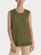 Maglia smanicata in Crêpe Lurex Verdi Donna - Ragno