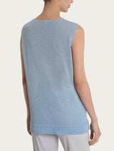 Maglia smanicata in Crêpe Lurex Azzurri Donna - Ragno