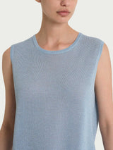 Maglia smanicata in Crêpe Lurex Azzurri Donna - Ragno