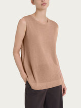 Maglia smanicata in Crêpe Lurex Marroni Donna - Ragno