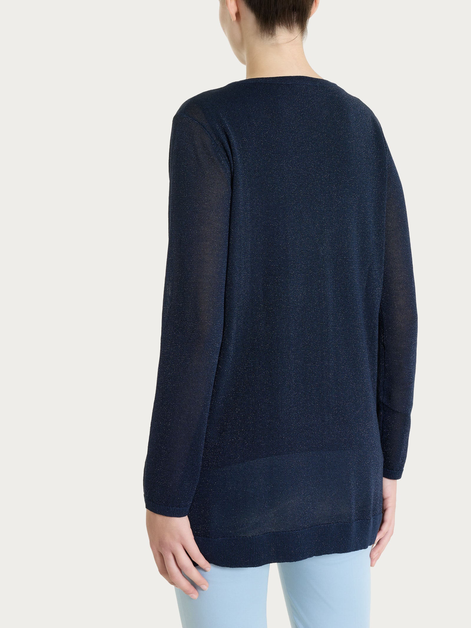 Cardigan con bottoni in Crêpe Lurex Blu Donna - Ragno